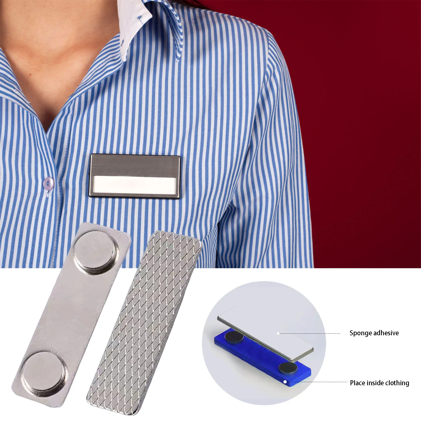 5/10pcs Magnetic Name Badge Holders Metal Strong Magnet Fastener for ID Card Tag Office School Event Staff Use