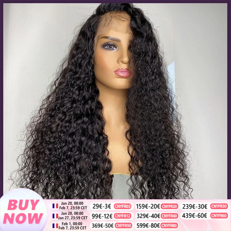 Deep Wave 180 Density 13x4 HD Transparent Lace Front Wig 30 Inch Curly 13x6 Lace Frontal Human Hair Wigs Brazilian Women Cikana