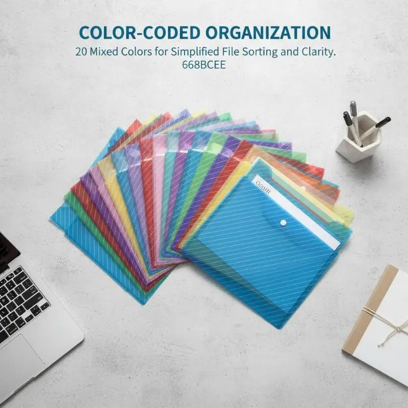 

Сумка для документов на 20 предметов, разноцветная, складная, с застежкой на кнопку, подходит для офисных принадлежностей и школьных принадлежностей.