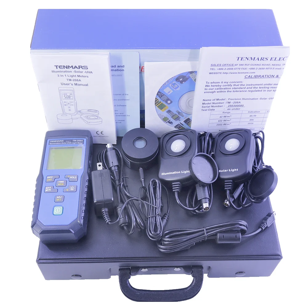 

TM-208A Multifunctional Solar Power Meter UVA Meter Light Meter 3 in 1 Illumination Tester