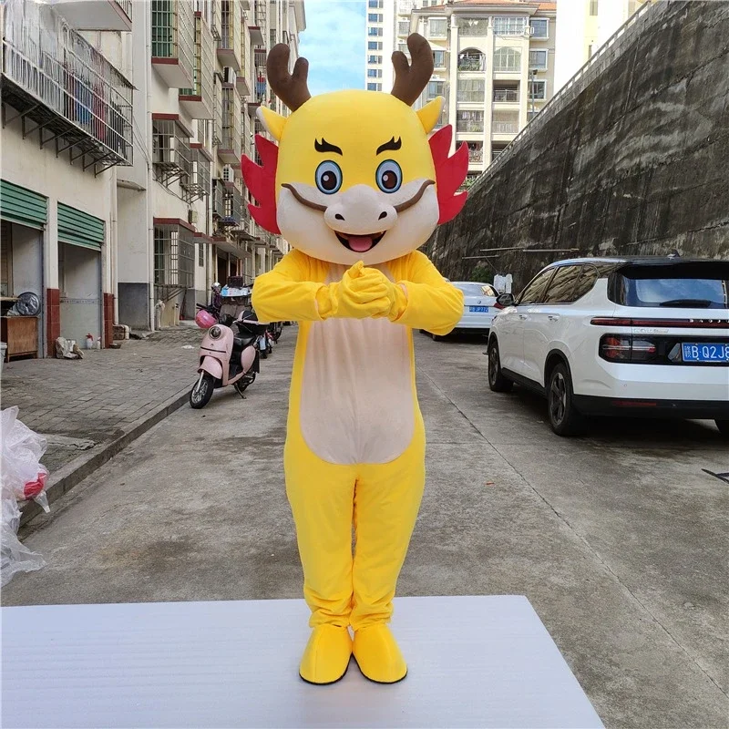 Huanglong boneca fantasia para desempenho, ano do dragão, desenhos animados personalizados, mascote do zodíaco, grande evento, ano novo