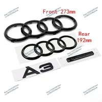 4Pcs/set 4 Ring Logo ABS Chrome 4Pcs/s Black Car Front Hood Badge Trunk Quattro Badge For Audi A3 Trunk Letter Sticker Car Style