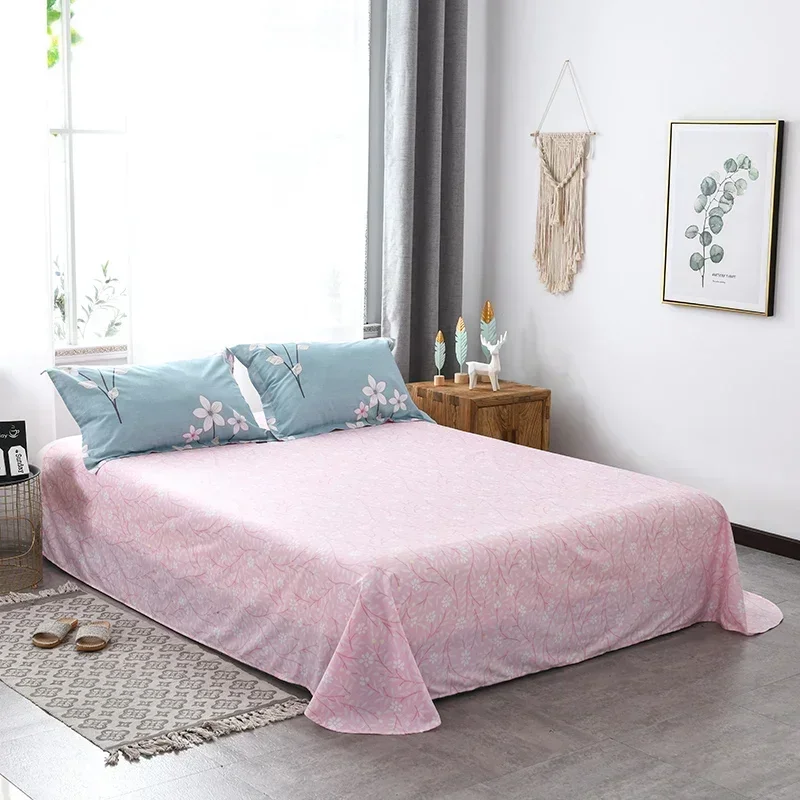 2023 New Long-staple Cotton Four-piece Bed Sheet Star And Moon Pattern Plain Cotton Bedding Light Luxury Models Denim Blue Pink