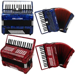 HK · LADE Red/Blue Accordion 30/32 Key 30/72 Bass 3 Keyboard Voice Professional Bayan Accordion for Performance Instrument