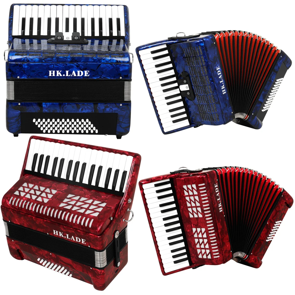 HK · LADE Red/Blue Accordion 30/32 Key 30/72 Bass 3 Keyboard Voice