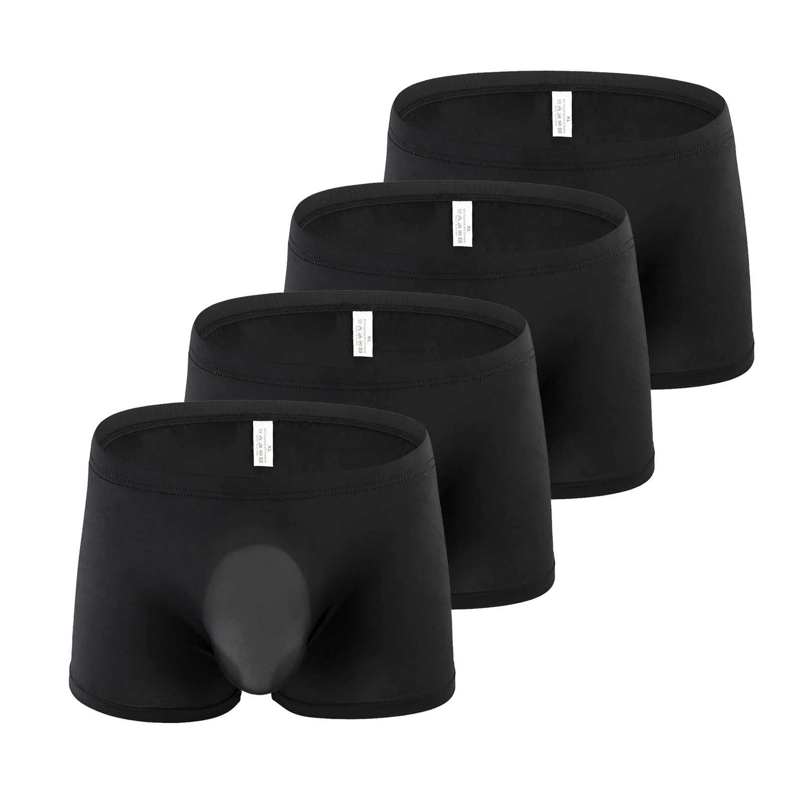 

Комплект из 4 мужских трусов-боксеров: прозрачные, бесшовные, из ледяного шелка, ультратонкие, с анатомическим карманом, сексуальное нижнее белье