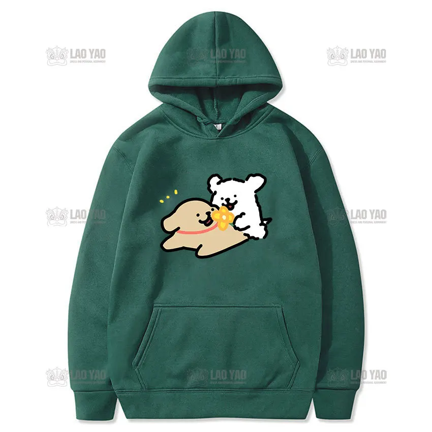 

Maltese Line Puppy Hoodie Woman Man Kawaii Cartoon Dog Autumn and Winter Graphic Hoody Couple Keep Warm Hip-hop Pullover