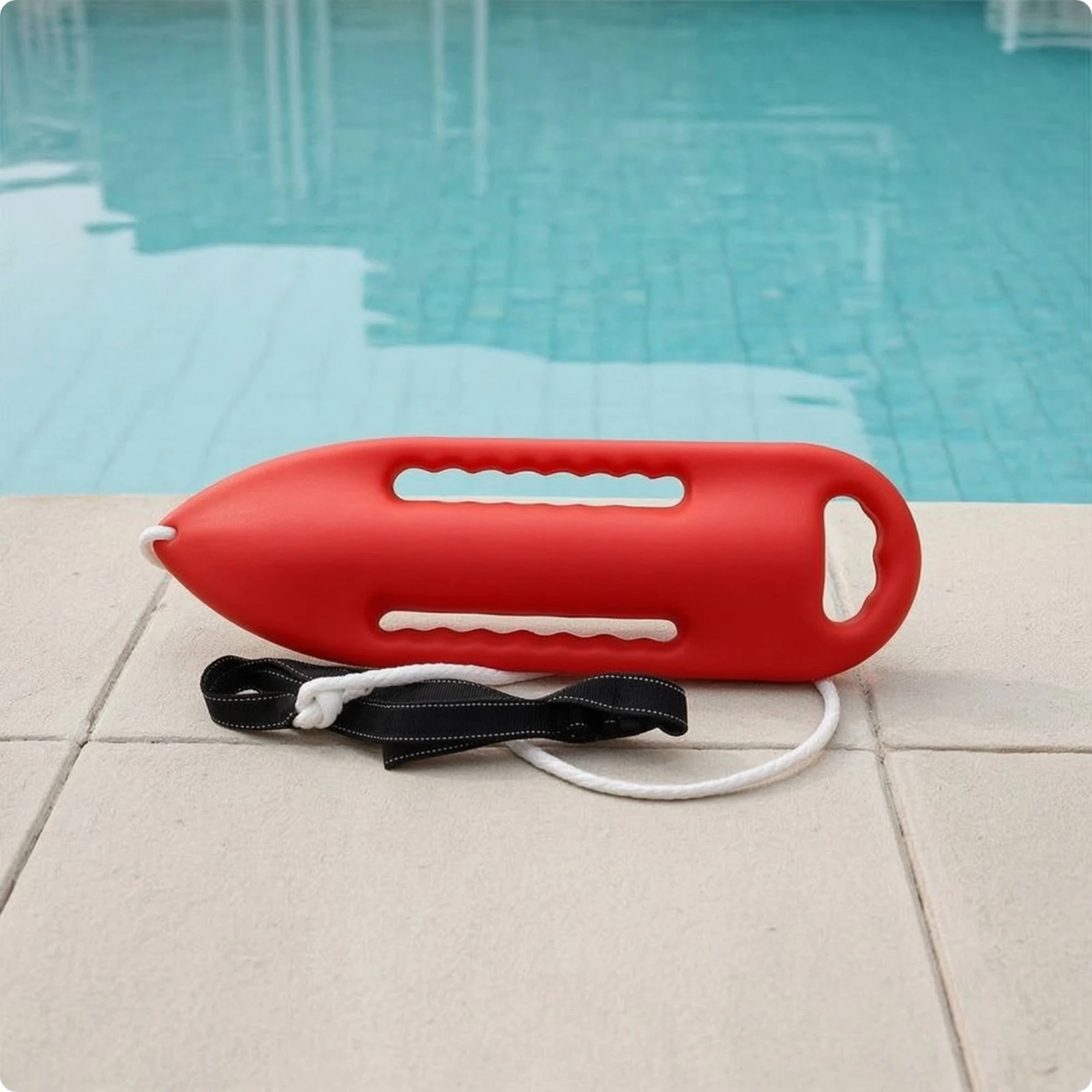 Torpedo Buoy High-Visibility Rescue Buoy with Rope Buoyant Easy-Grip for Lifeguards, Beaches, Swimming Pools