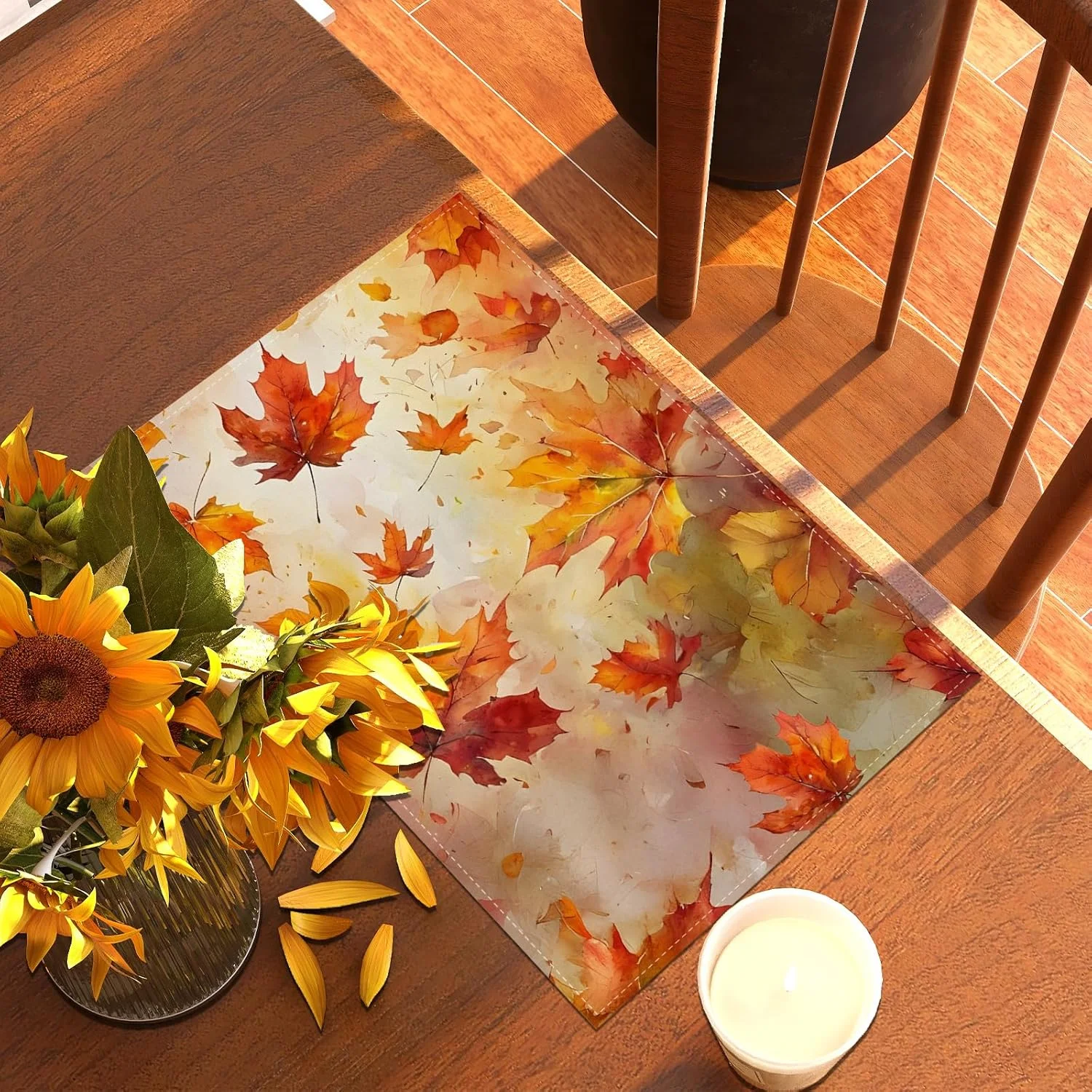 

VIKAMA 4/6/8/10-piece Maple Leaf Autumn Placemats Autumn Thanksgiving Harvest Festival Party Table Decorations