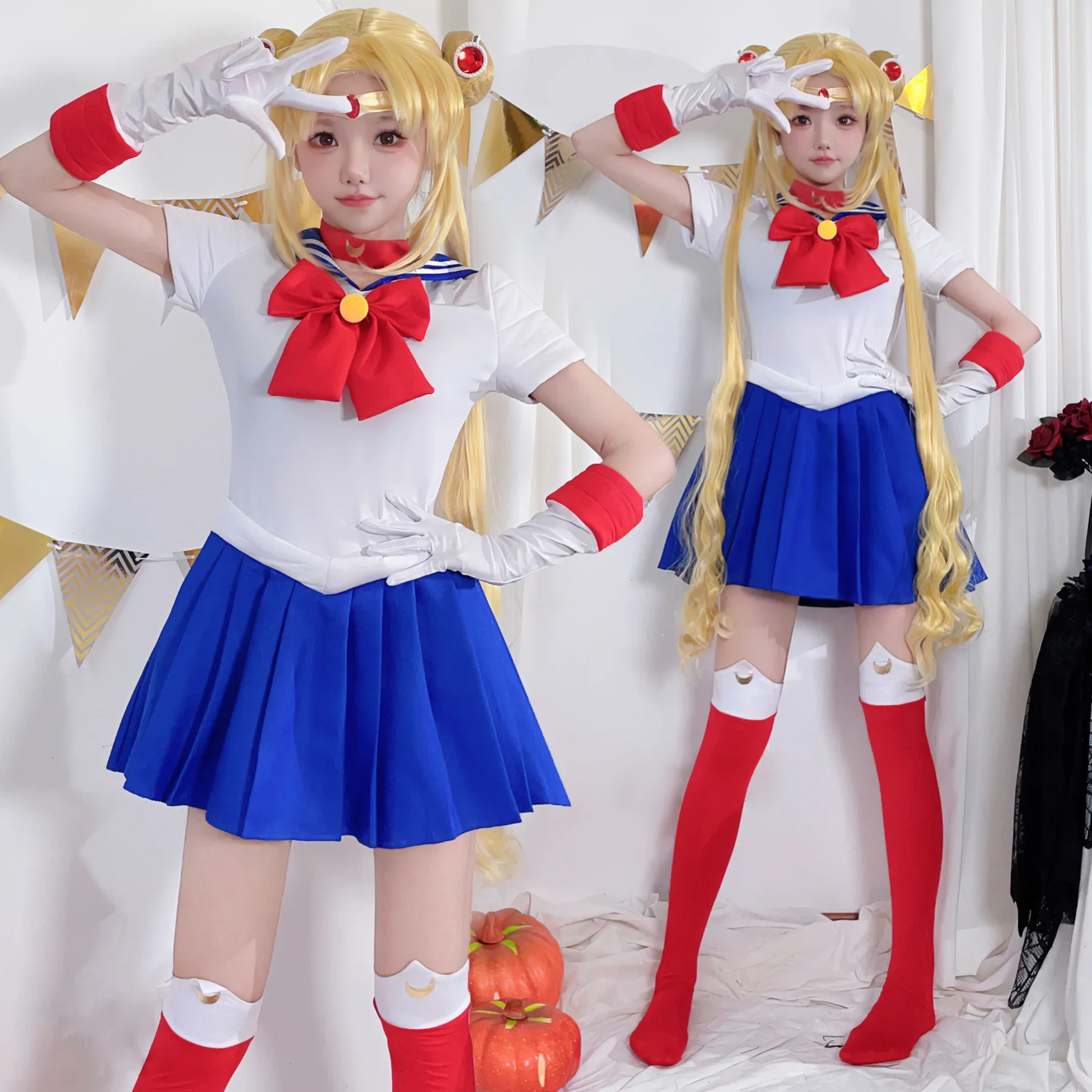 

Cosplay Anime Costume Pretty Girl Warrior Moon Hare Sailor Uniform Tops Skirt Suit Theme Party Role Playing Adults Women Girls