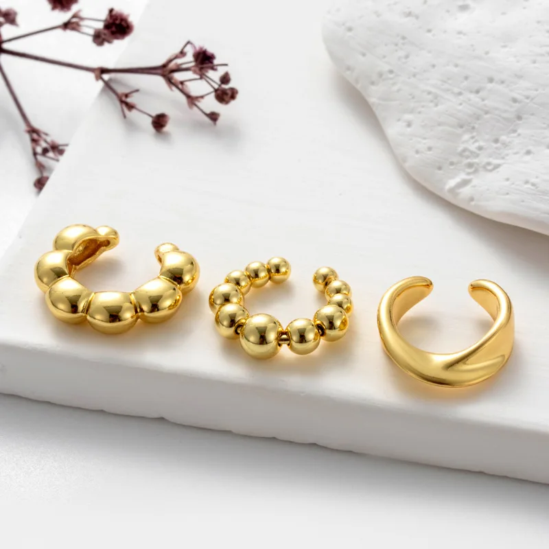 1PC New Vintage Gold Color Leaves Ear Cuff Non-Piercing Fake Cartilage Clip Earrings For Women Men Creative Trend Jewelry