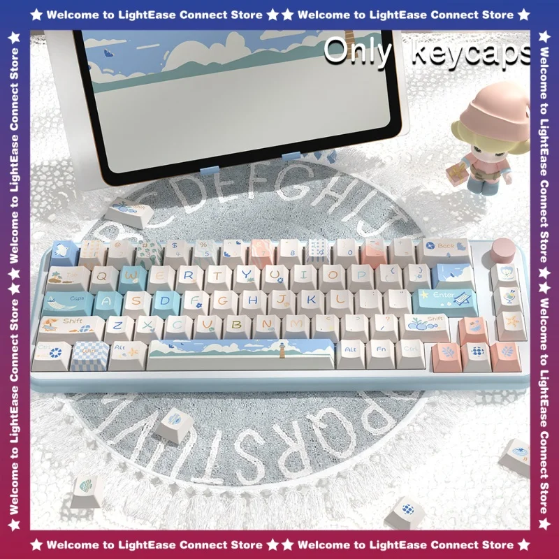 Beach Summer Theme Keycap Personalized Ergonomics138/158 Key Laptop Pc Desktop Pbt Thermal Sublimation Mechanical Keyboard Hat