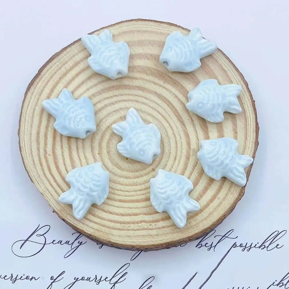 10pcs Handmade Craft Fish-shaped Bead Ceramic Fashion Ceramic Spacer Loose Beads Necklace Earrings Bracelet Making Kit