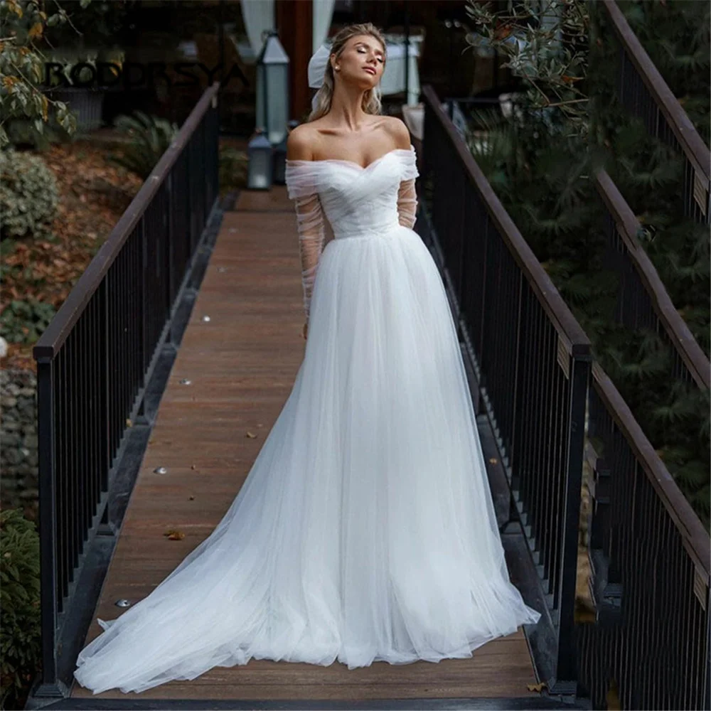 RODDRSYA Princess A-Line Wedding Dress For Women Elegant Tulle Long Sleeve Custom Made Civil Sweetheart Robe De Mariee Plus size