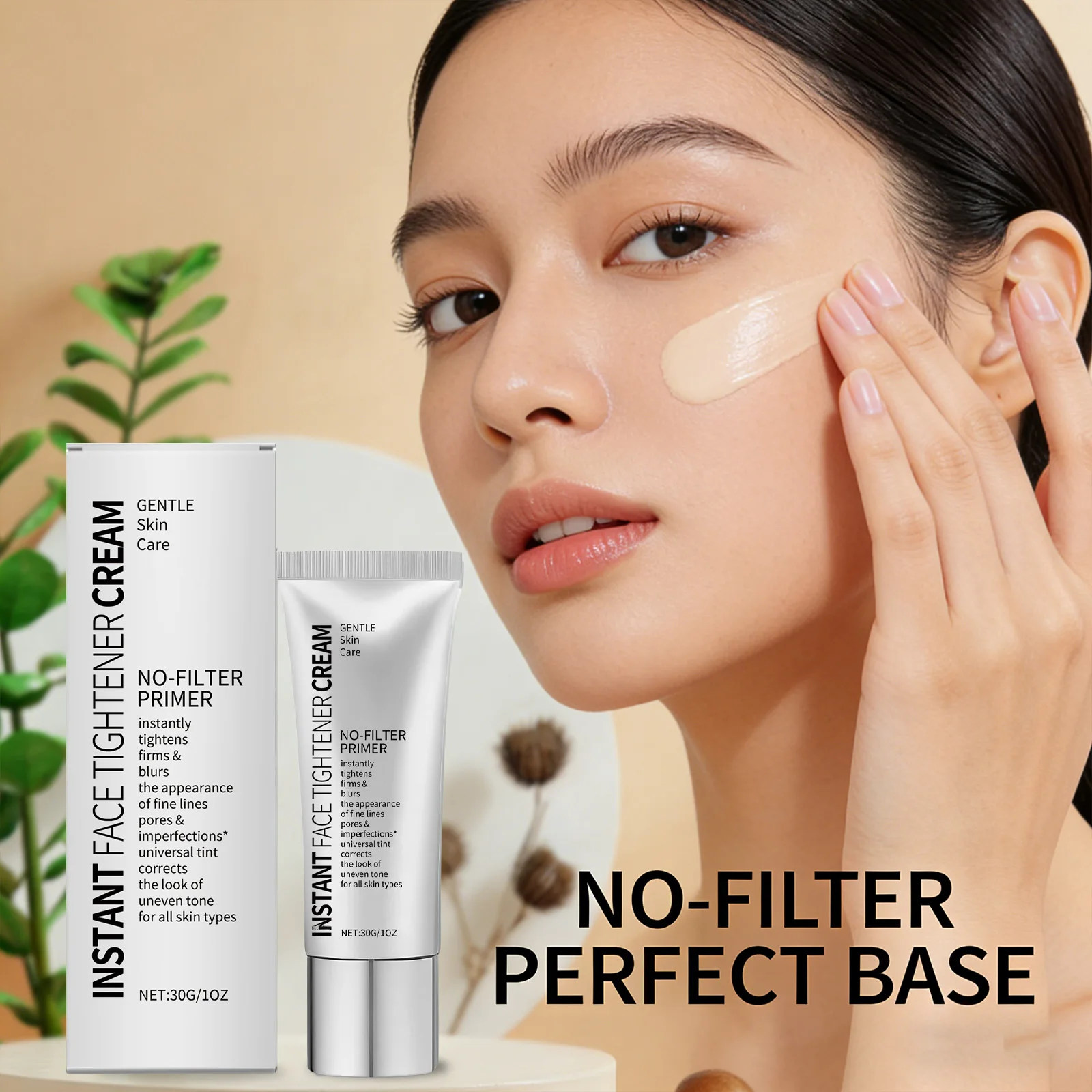 Instantly Face Tightener Cream Improve Skin Elasticity Reduce Fine Line Shrink Pores Brightening Moisturizing Pre Makeup Lotion