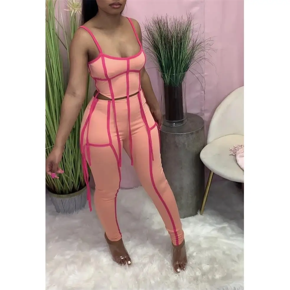 

Women's Faion Ribbon Tassel Zipper Two-Piece Set Long Pants Spring 202 Collection Ele Workwear Student orm