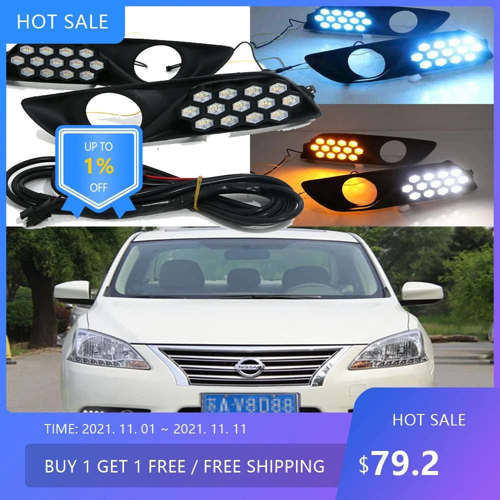 

auto bumper headlight for Sentra sylphy daytime light 2012~2015y auto accessories LED headlamp for sylphy sentra fog light