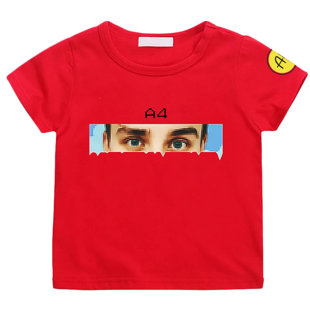 T-shirt manches courtes pour enfants, 100% coton, décontracté, unisexe, avec yeux College, A4