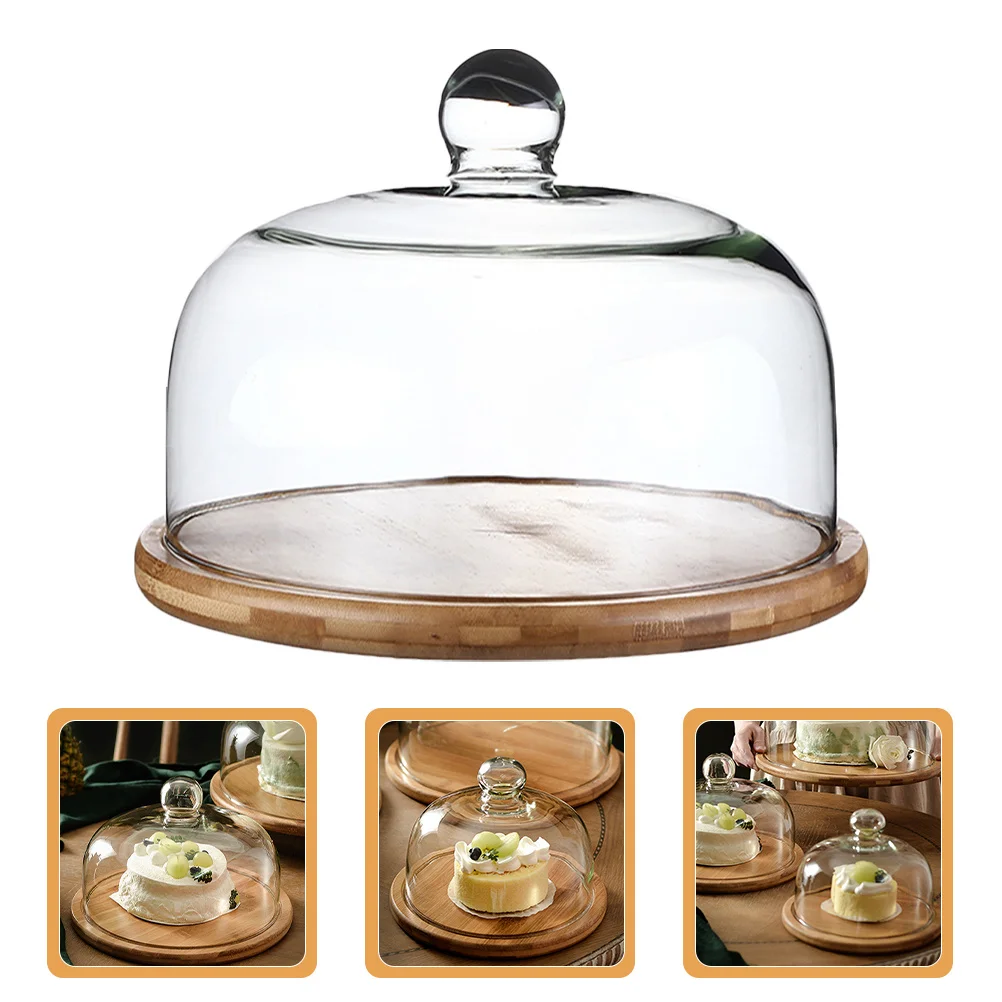 

1Set Glass Food Cover Cake Dome Protective Cover Dustproof Display Tray for Wedding Buffet Party Dessert Fruit Bread