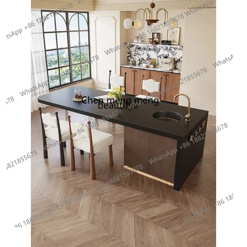 S7486 ss Chinese Ancient StyleFlush Kitchen Island Dining Table Integrated Kitchen Stone Plate Medium Inverted Table Western Kit