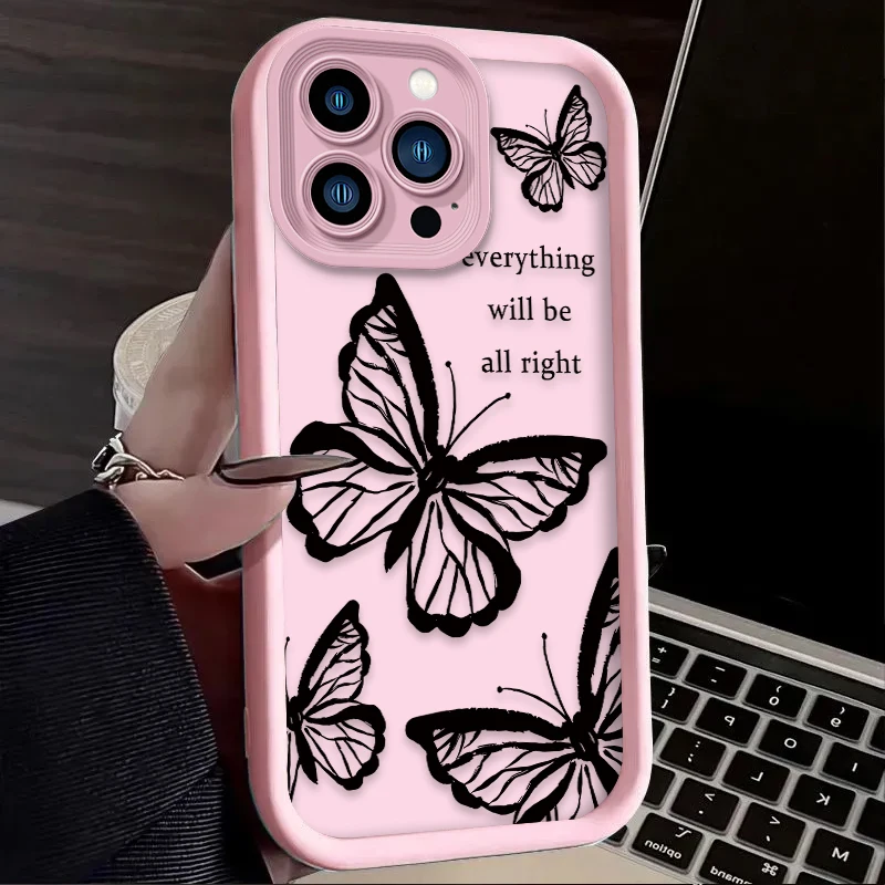 حافظة ناعمة على شكل فراشة حالمة لهاتف آيفون 16 15 14 13 12 11 Pro Max X XS X S Max XR SE 2020 7 8 Plus هاتف مقاوم للصدمات من السيليكون #4