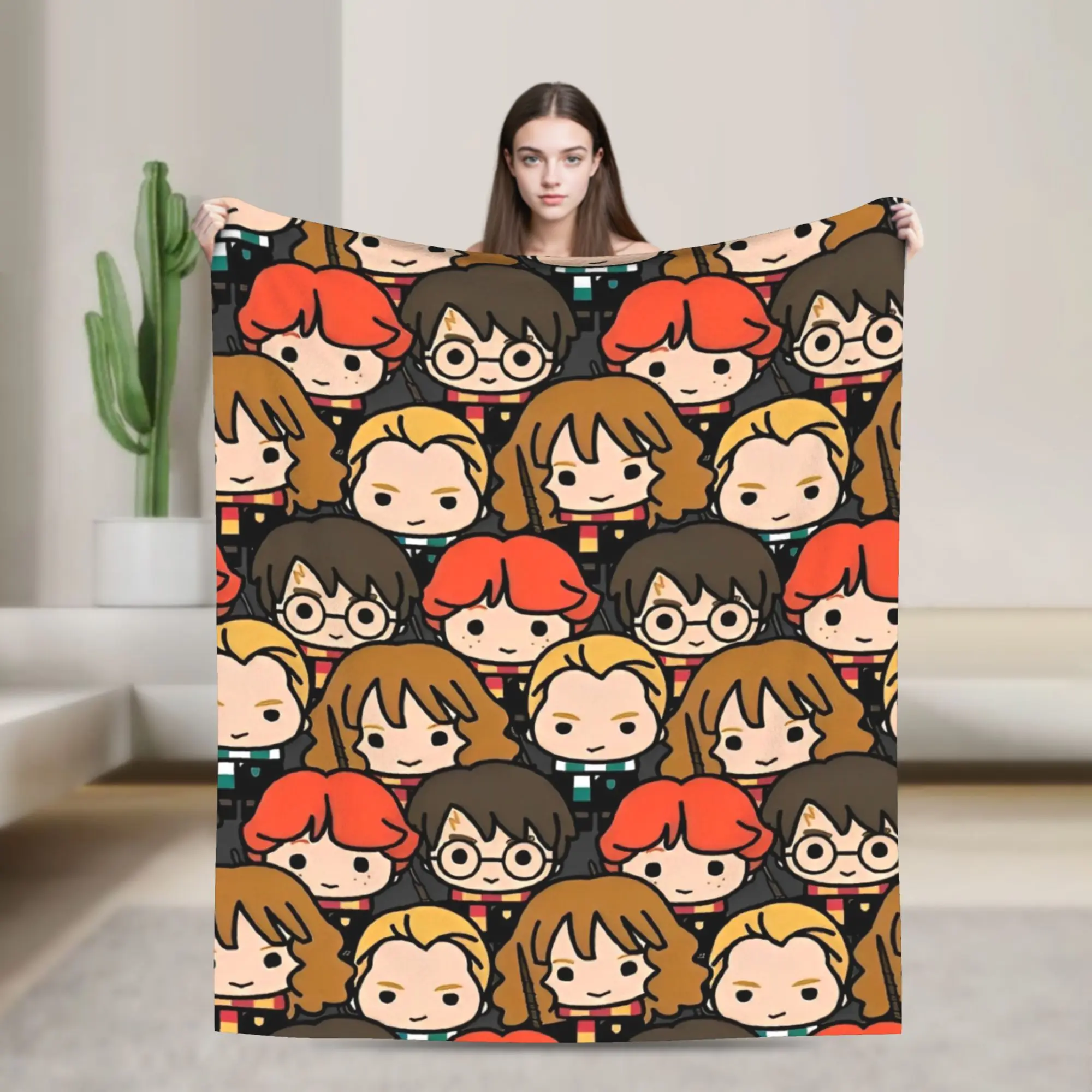 

Милое мультяшное одеяло Гарри Поттера Рона Гермиона, плюшевые одеяла, летние украшения для кондиционера, теплые покрывала