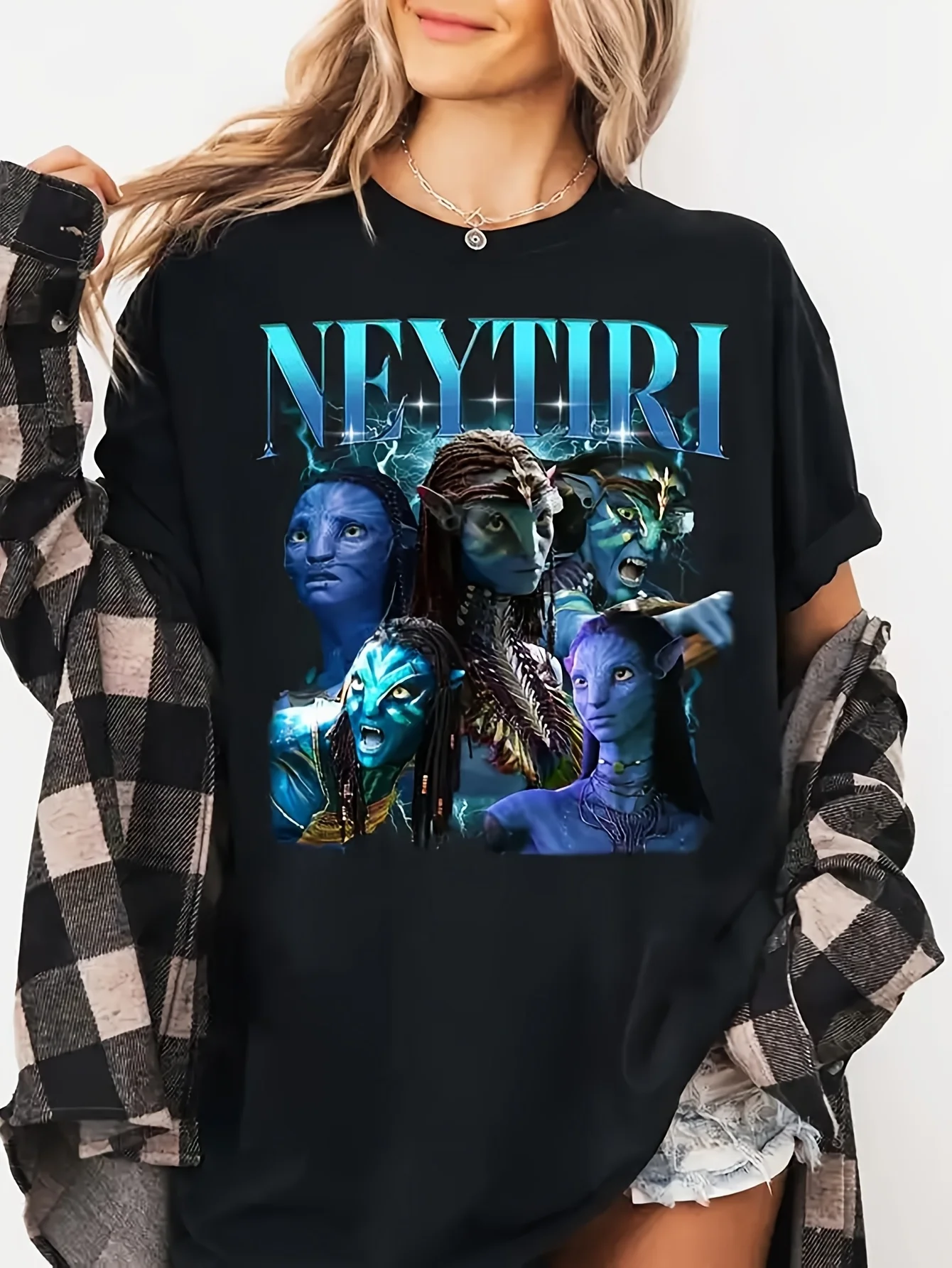 

Avata "Nitili and Jack Sully Boyfriend Gift Flame and Ashes Tribute Shirt Casual Round Neck Printed Pattern