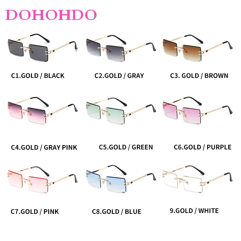 Fashion Designer Rimless Metal Sunglasses Women And Men Vintage Luxury Female Sun Glasses Female Summer Traveling Shades UV400