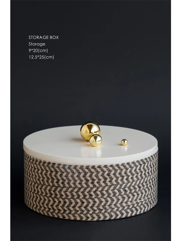 

Loro Pna round Storage Box Ornament Copper Gold Zigzag Pattern Home Decorative Accories American Sle Decorations