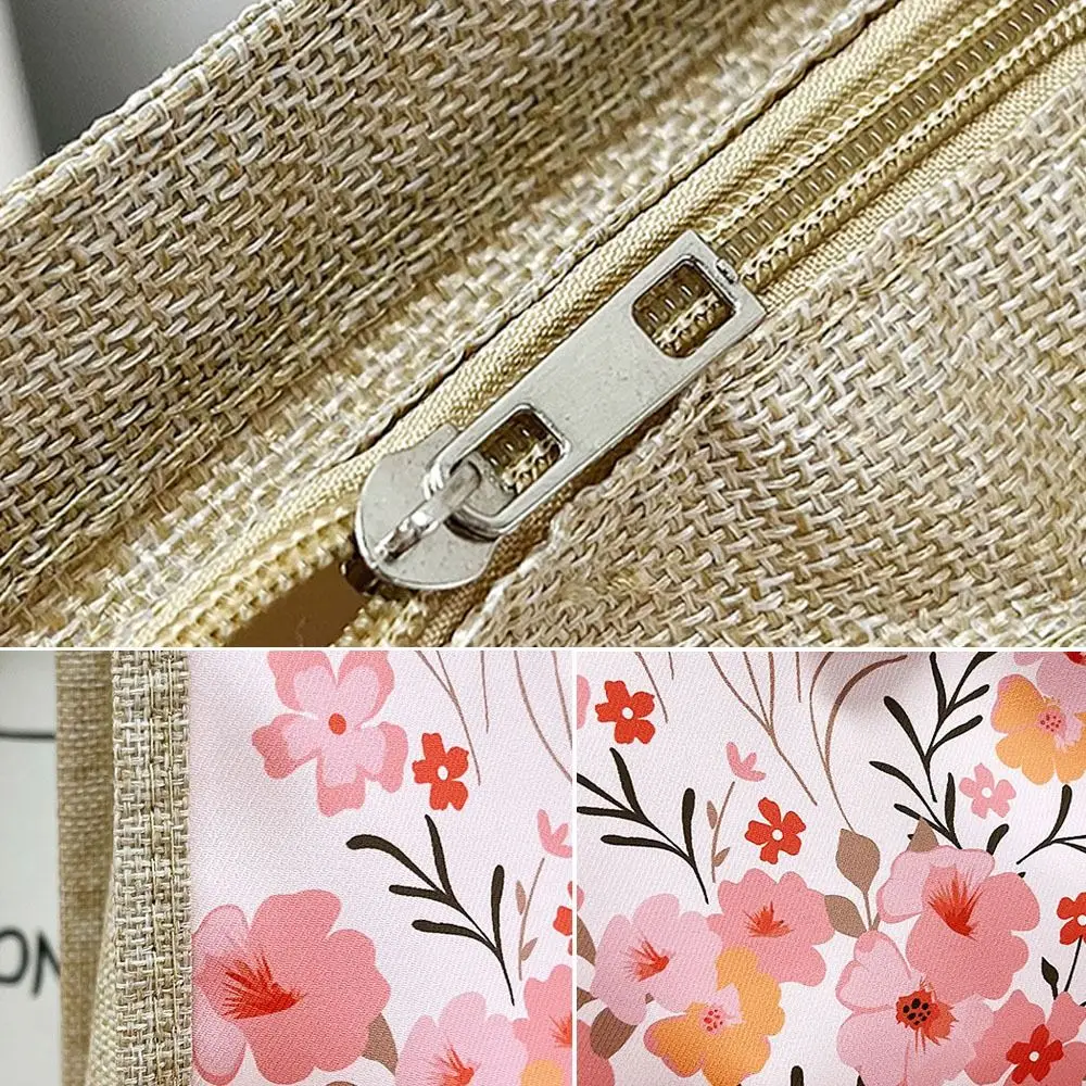 Fashionable Cotton Linen Cloth Canvas Handbag With Button/Zipper Reusable Lunch Bags Small Tote Bag Office Worker