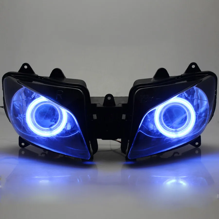 Motorcycle Front Headlamp Custom Blue Angel Eyes HID Head Light LED Projector Headlight Assembly For Yamaha YZF-R1 R1 1998-1999