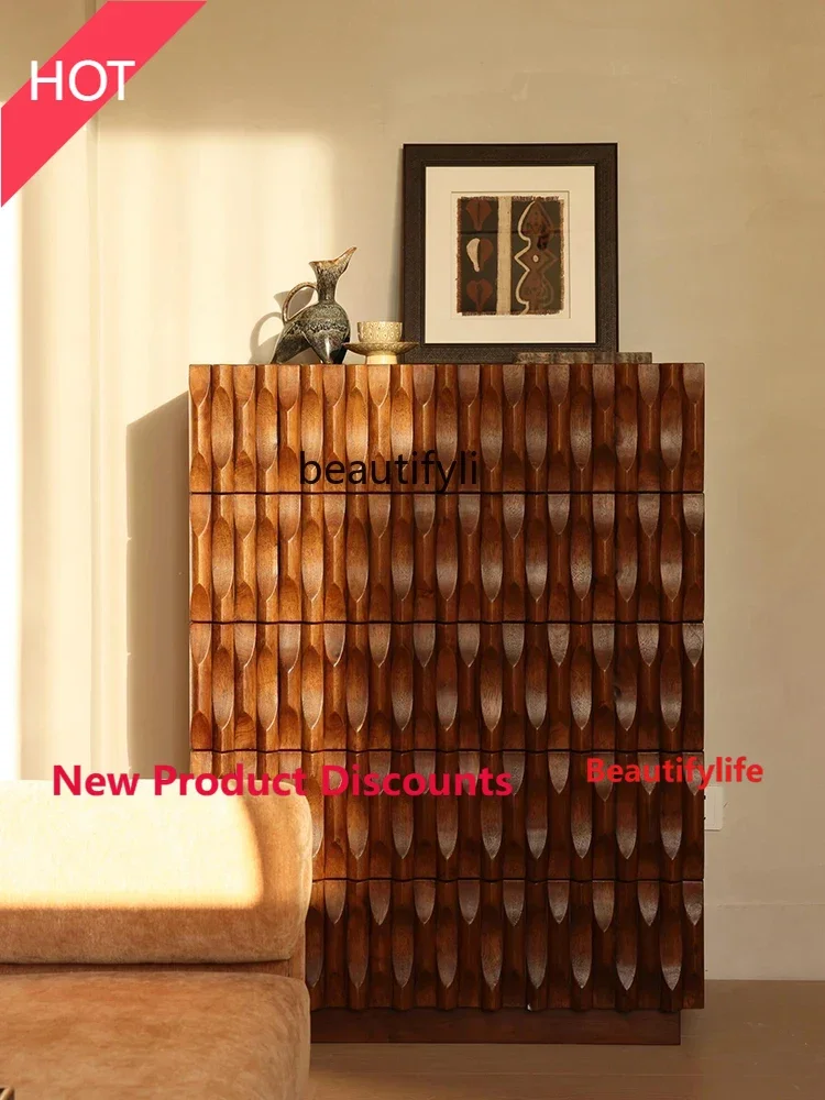 

MM45 French Retro Solid Wood Chest of Drawers Small Apartment Household Storage Storage Cabinet