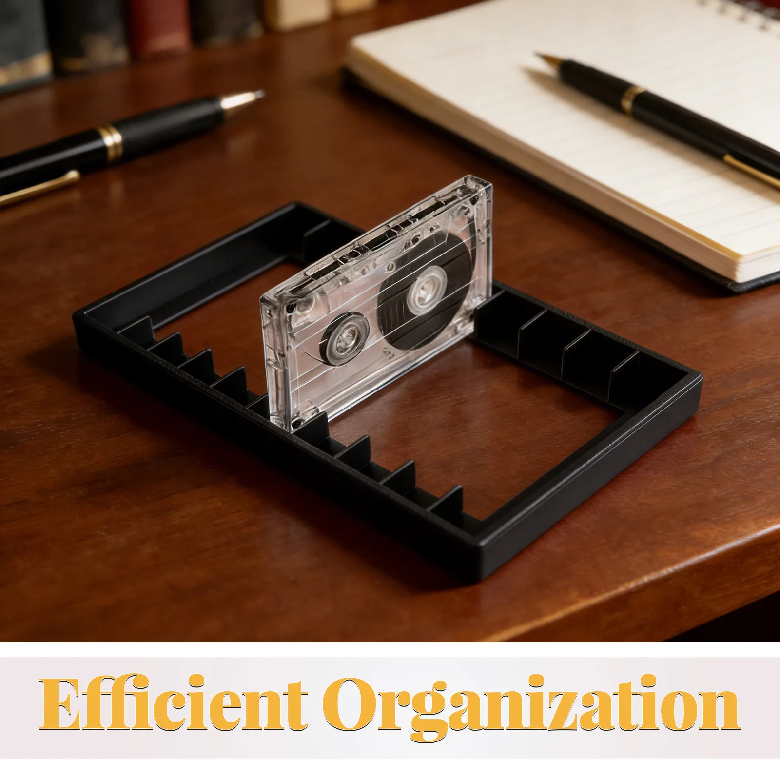 10 Slot Cassette Tape Organizer Rack Vertical Storage Case for Music Collection Home Desk Compact Cassette Storage Holder