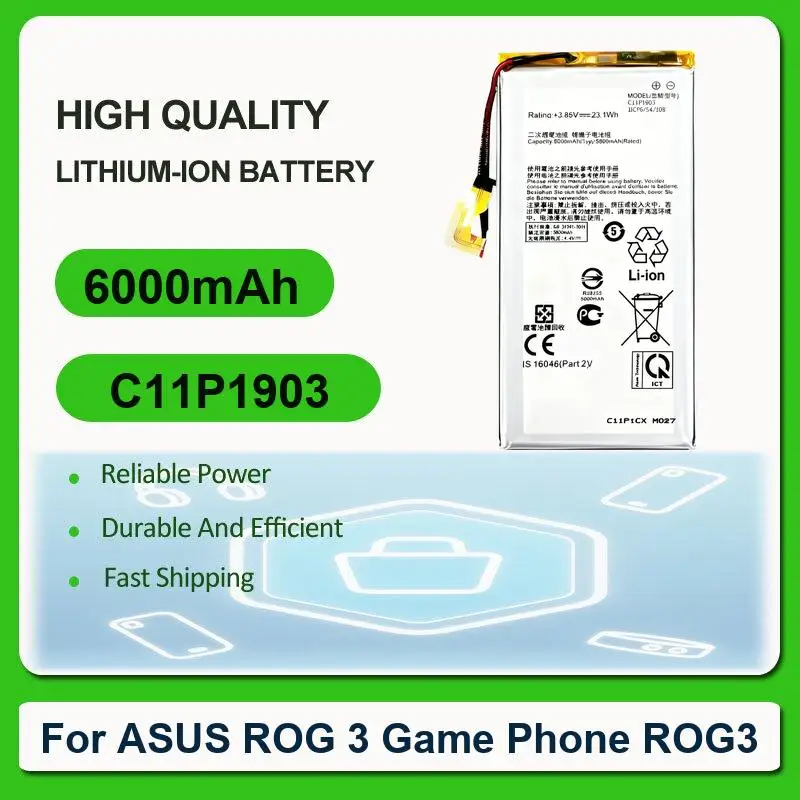 

Сменный аккумулятор для мобильного телефона ASUS ROG 3 Game Phone ROG3 C11P1903 6000 мАч