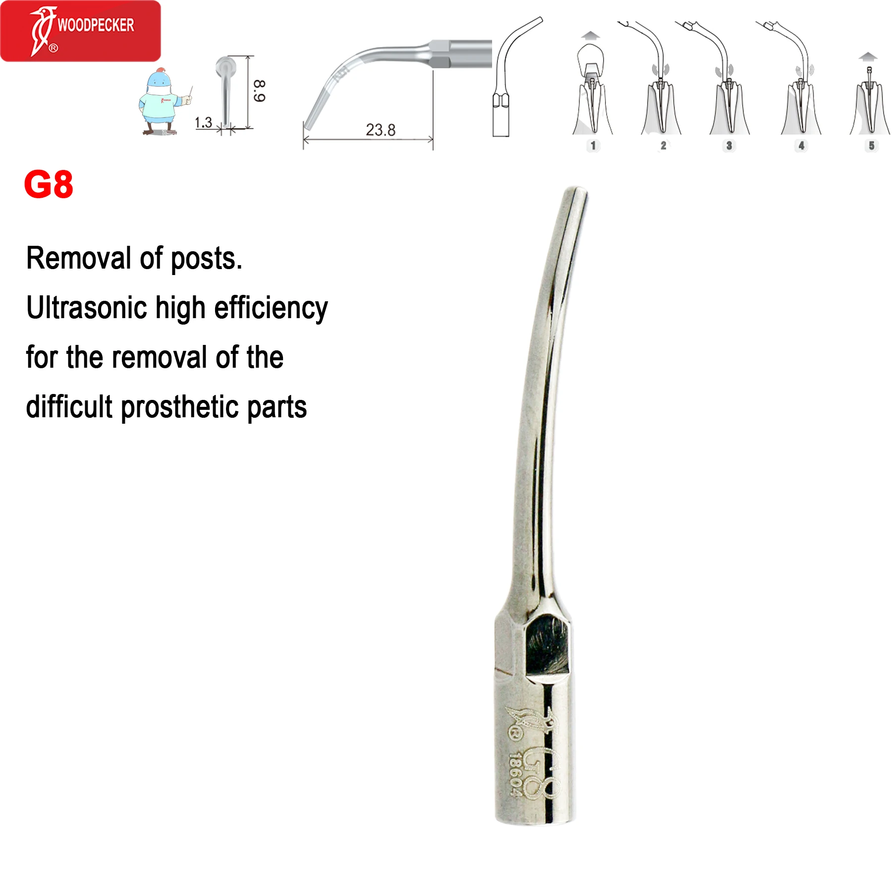 Original Woodpecker Dental Scaler Tips Ultrasonic Scaling Tip G1 G2 G3 G4 G5 G6 G7 G8 Fit For EMS UDS image 3