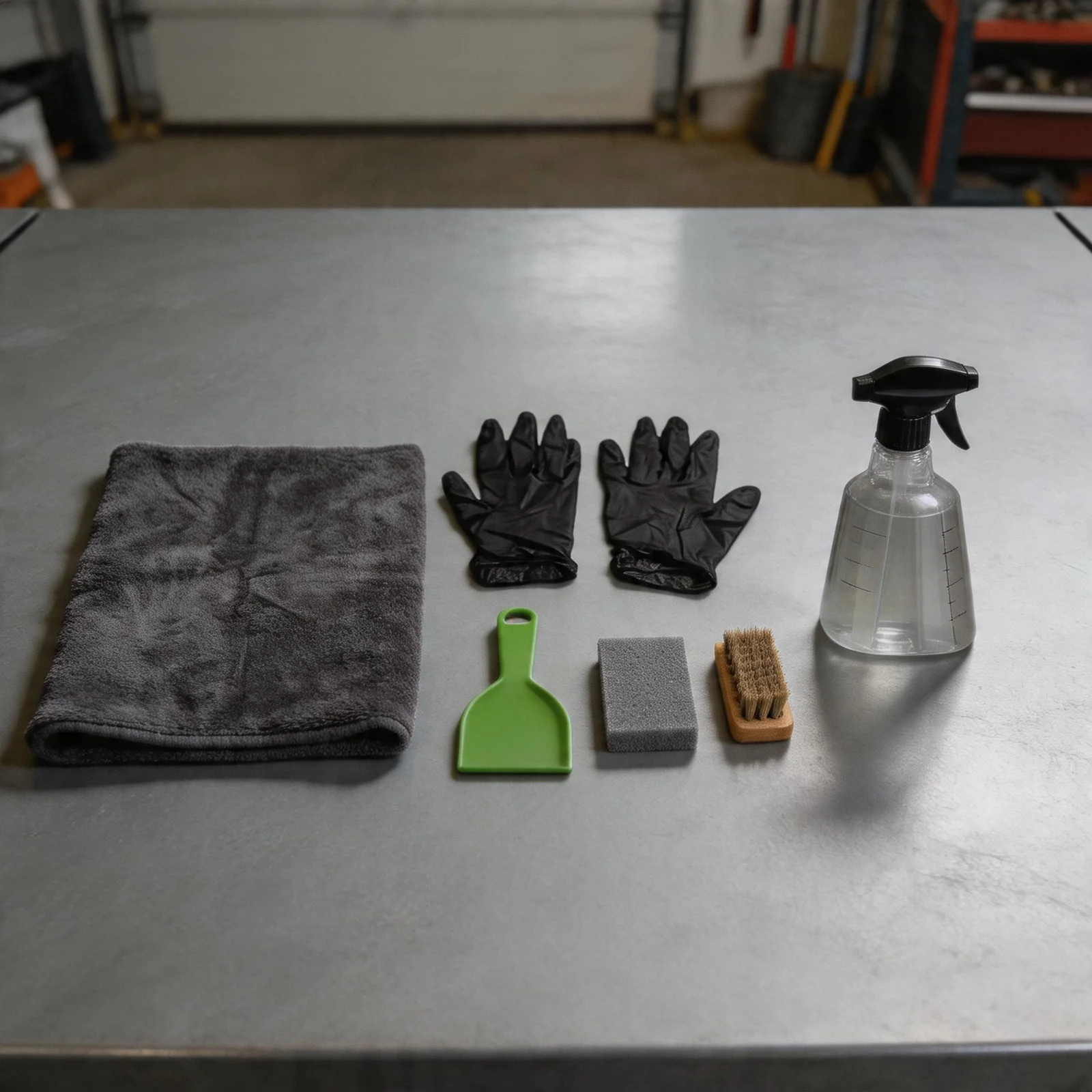 7 Piece Kit for Headstone Care with Microfiber Cloth Bristle Brush Spray Bottle Gloves Sponge and Scraper Plastic