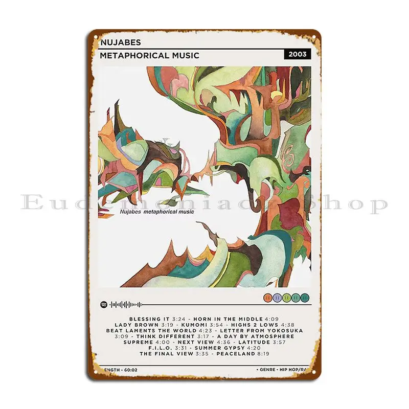 Nujabes Metaphorical Music 2003 Metal Plaque Design Vintage Wall Decor Club Wall Cave Tin Sign Poster