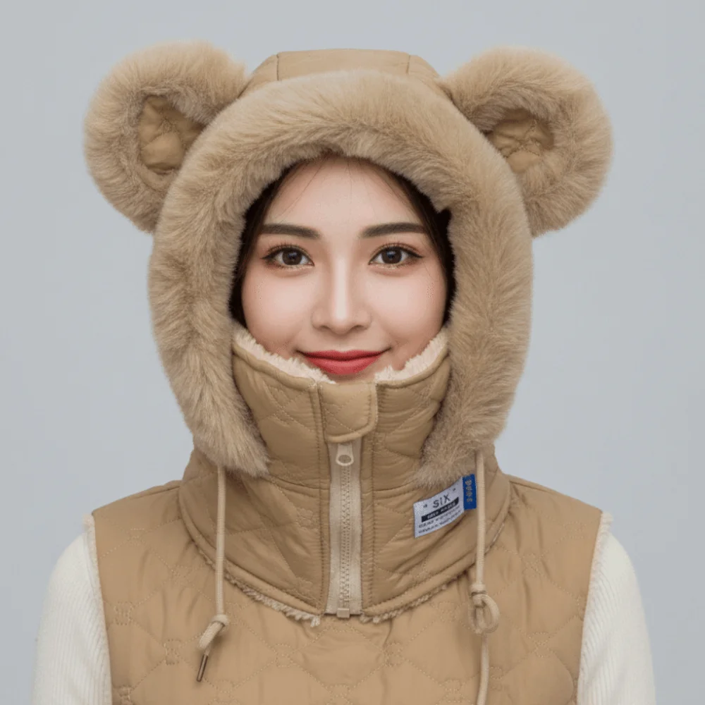 Dicke Kapuzenmütze mit Schal, vollständige Abdeckung, mit Fleece gefüttert, Unisex-Balaclava, thermischer Reißverschluss, Winter-Gesichtsmaske für Radfahren – Detail 5