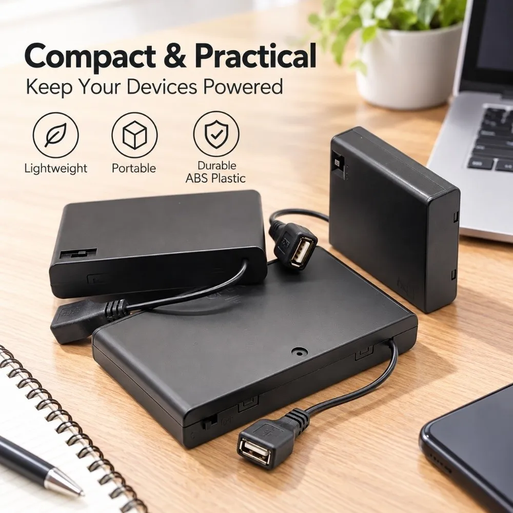 High Quality With Cover AA Battery Holder With Switch With USB Power Battery Cover switch USB Power Port DIY 2/3/4/6/8 Slot