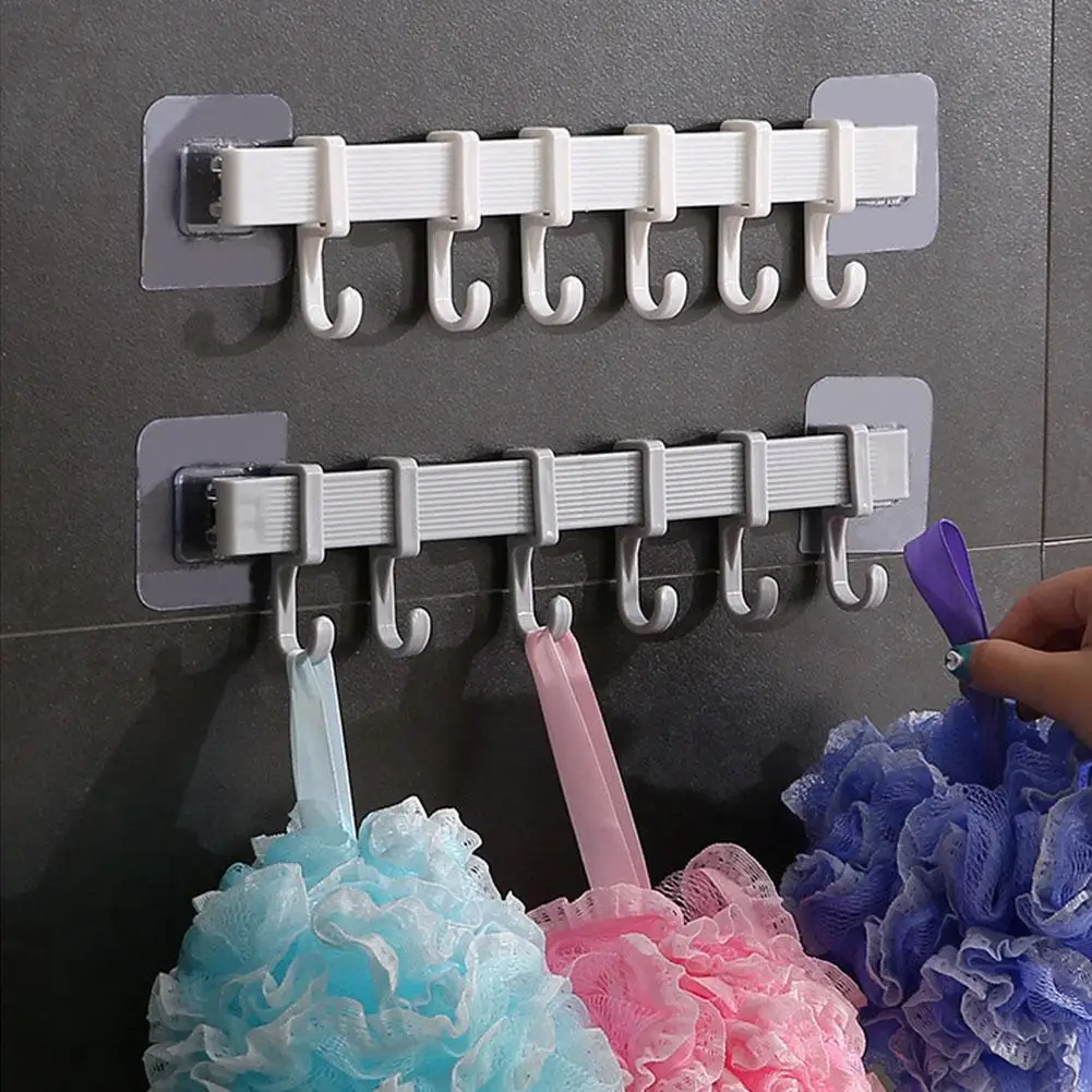 High Quality Kitchen Hook Rack Punch-free Hanging Rod Wall Adhesive Wall Strong Hanger Towel Hook Rack Bathroom Y0Y2