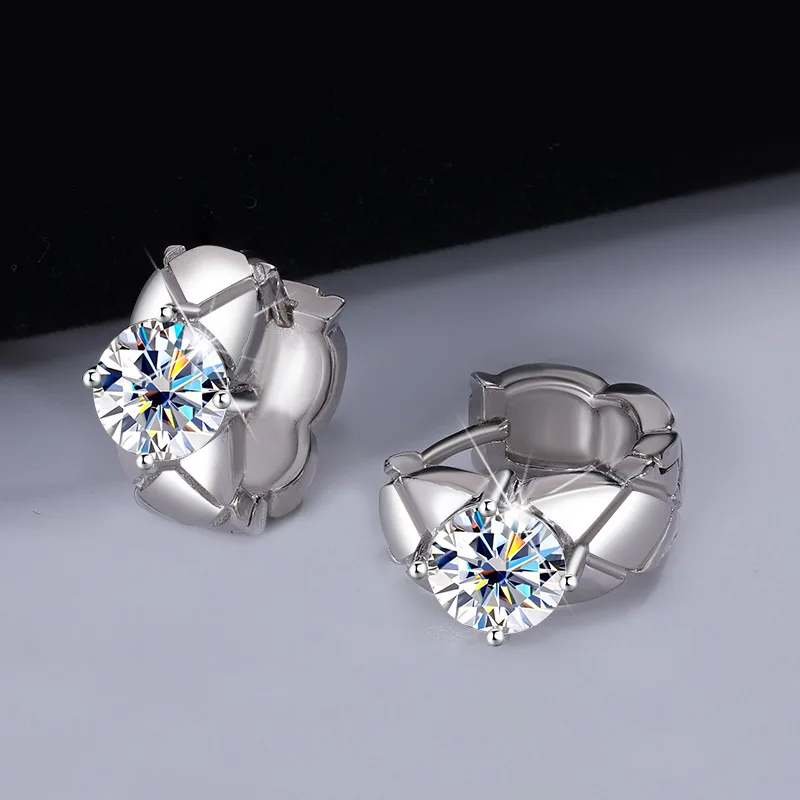 

Высококачественные серебряные серьги с муассанитом и бриллиантами, модные серьги с муассанитом и серьги-гвоздики с четырьмя зубцами