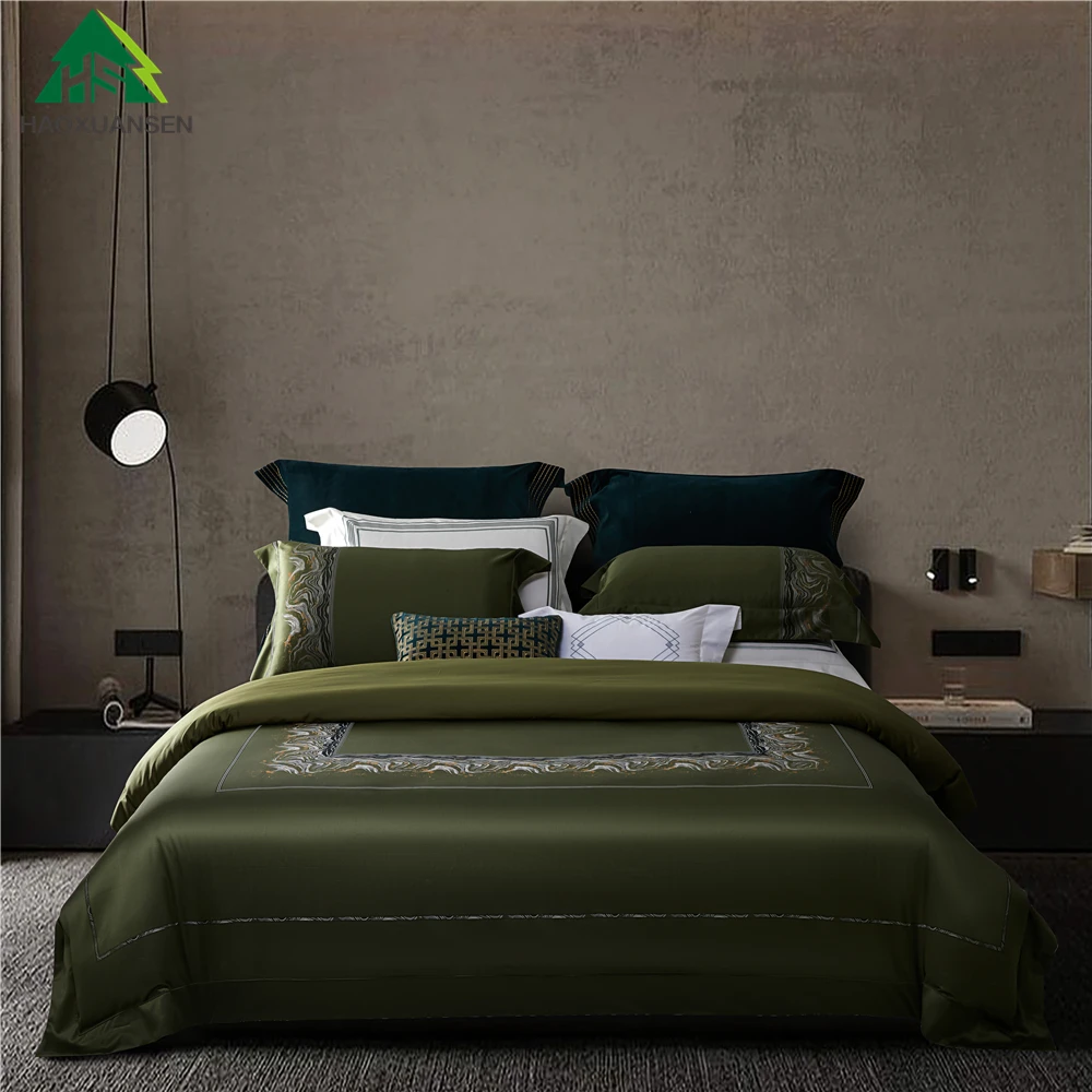 Zen landscape Chinese Style Bedding Sets Yarn Dyed Jacquard 1000TC Pure Cotton Duvet Cover Pillowcase Sheets Soft All Season