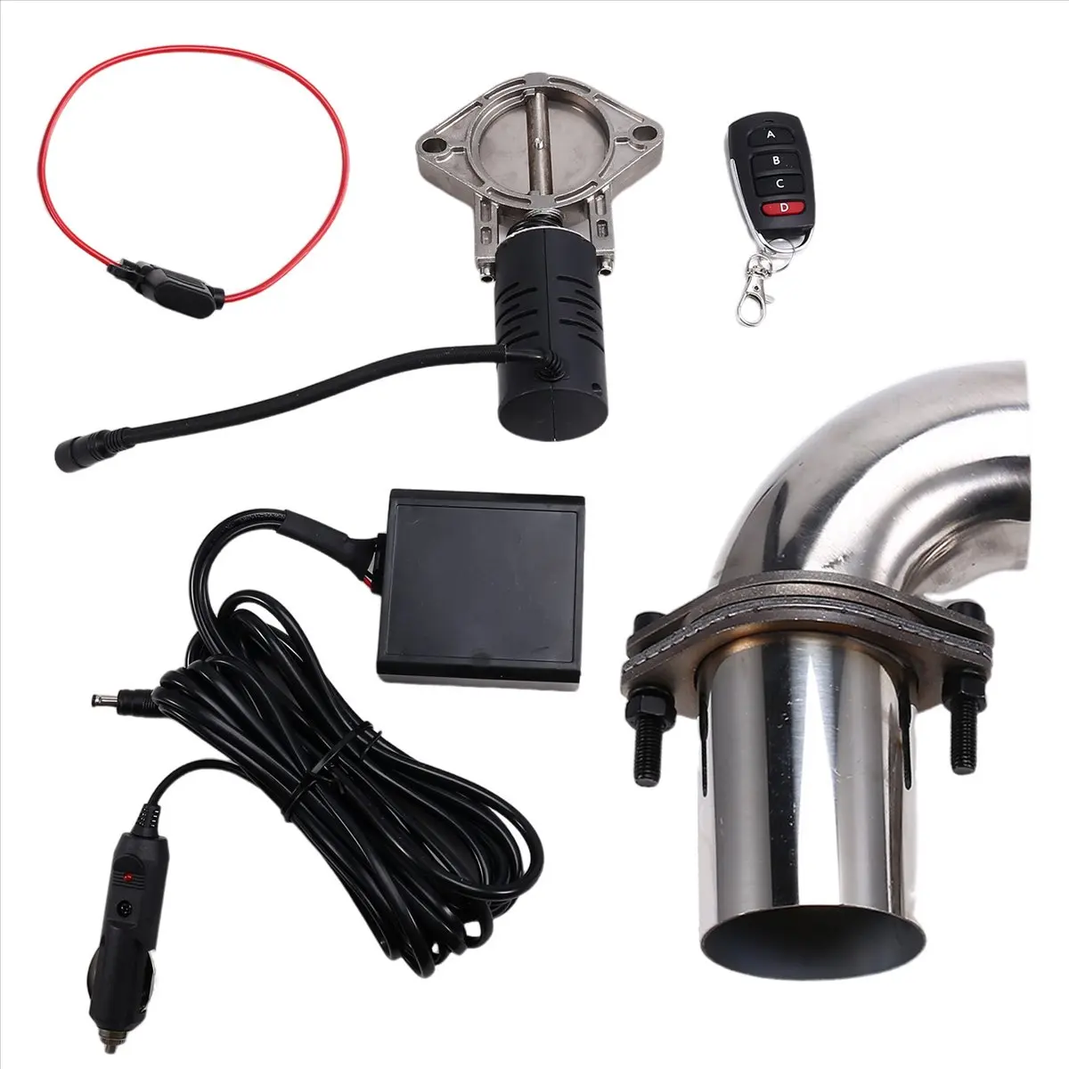 #57D (ABS+Metal)Exhaust Valve Muffler Cutout Kit Exhaust Cutout Pipe Valve Set 51mm,Automotive Parts & Accessories