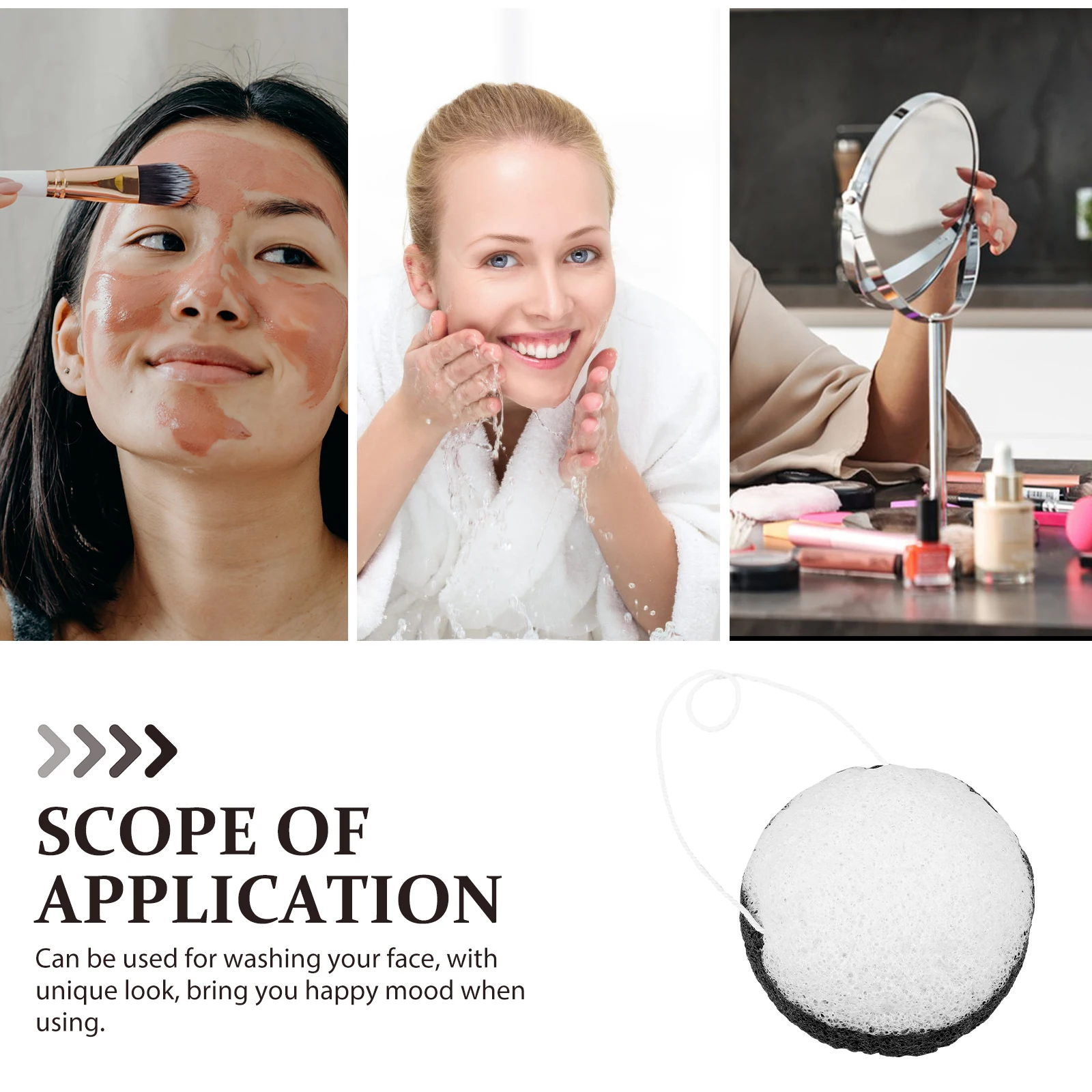 Spugna detergente per il viso Carbone di bambù Konjac Pulizia profonda Esfoliante Dischetti struccanti Salviette per il viso per le donne di lunga durata