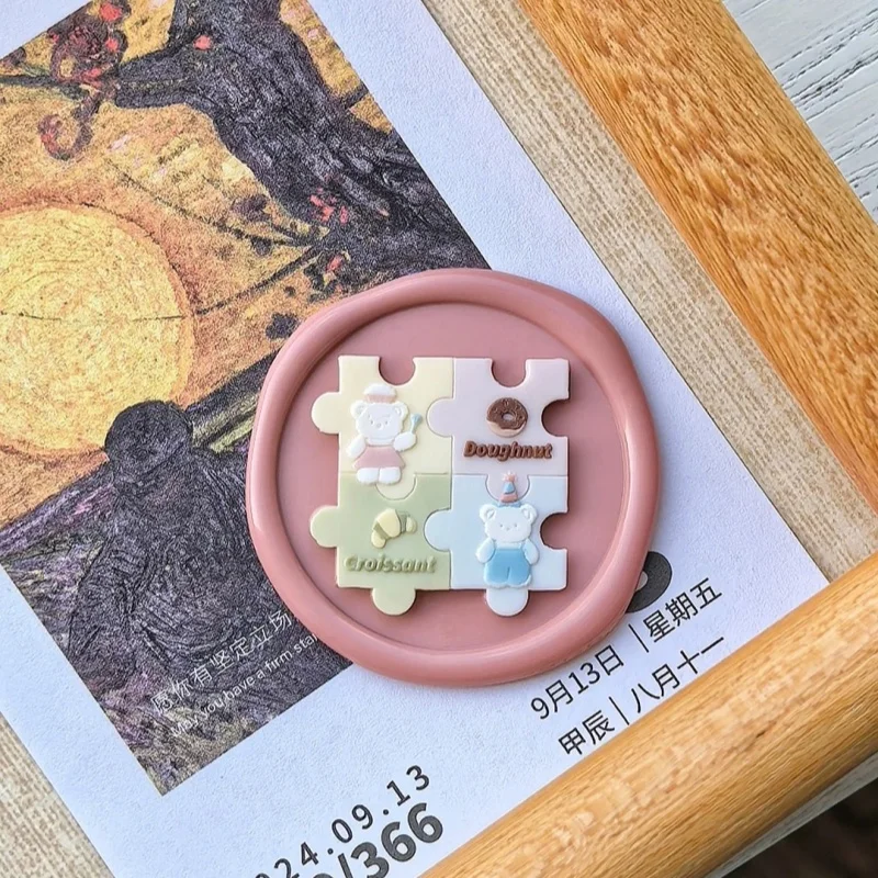 Selo di cera in ottone con anatra carina irregolare, testa di timbro, puzzle personalizzato, design in rilievo, incisione, timbro di cera sigillante per busta, lettera