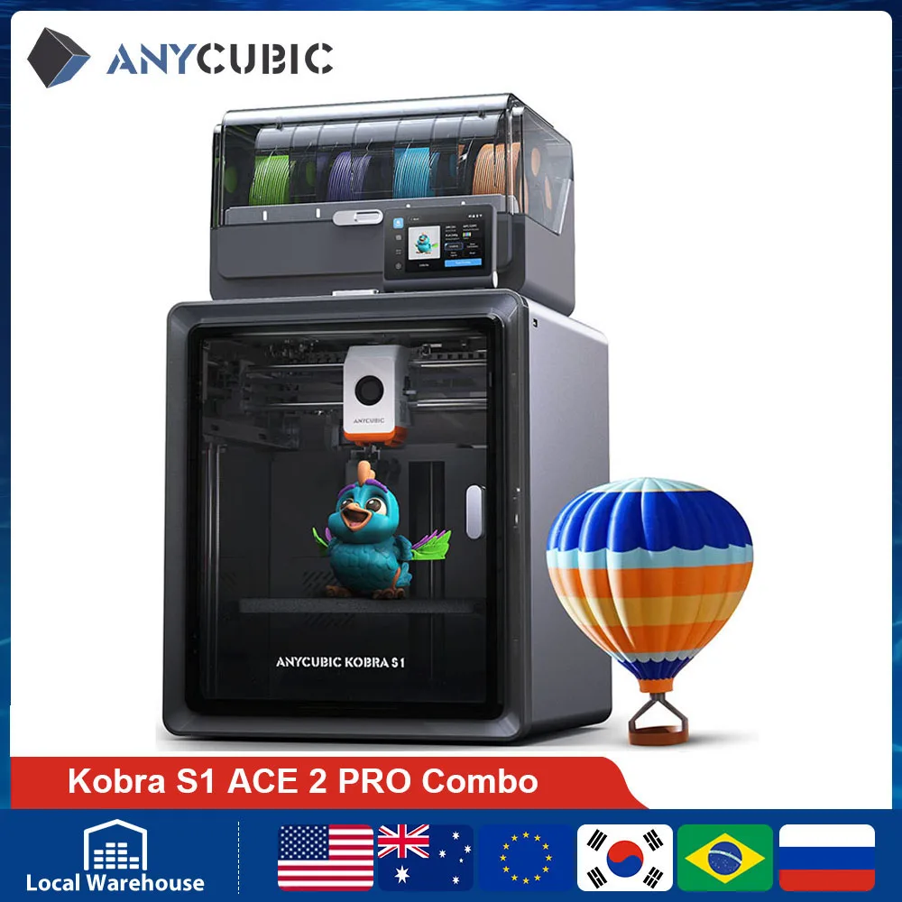 Anycubic Kobra S1 ACE 2 Pro Combo Mehrfarbiger 3D-Drucker Hochpräzise Core XY-Stabile Struktur Max. Geschwindigkeit 600mm/s 3D-Drucker