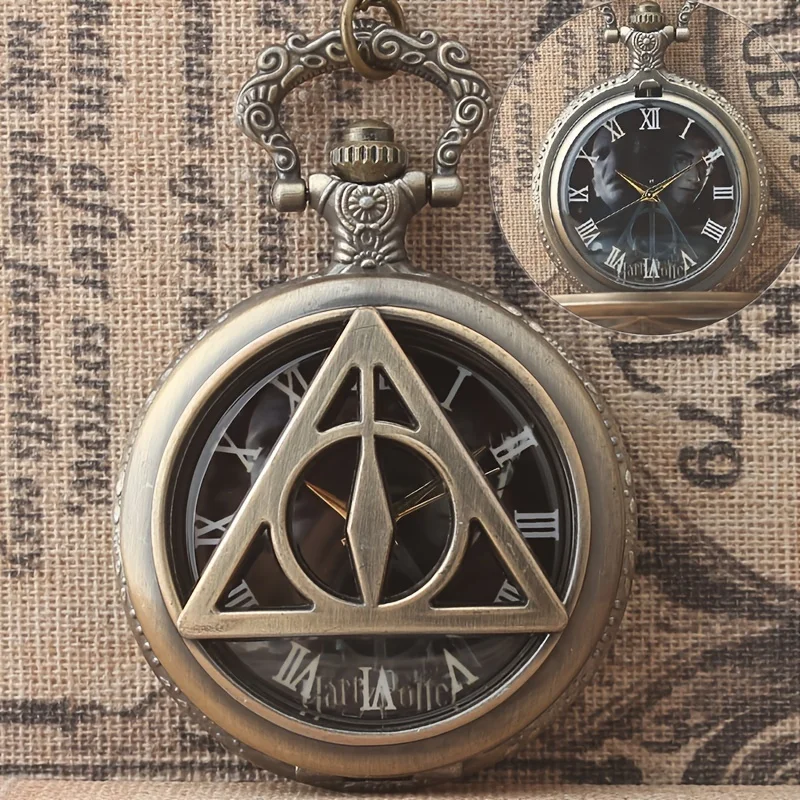 ساعة معلقة مثلثة عتيقة، ساعة جيب كوارتز كبيرة، ساعة جيب كوارتز كلاسيكية من Deathly Hallows #2