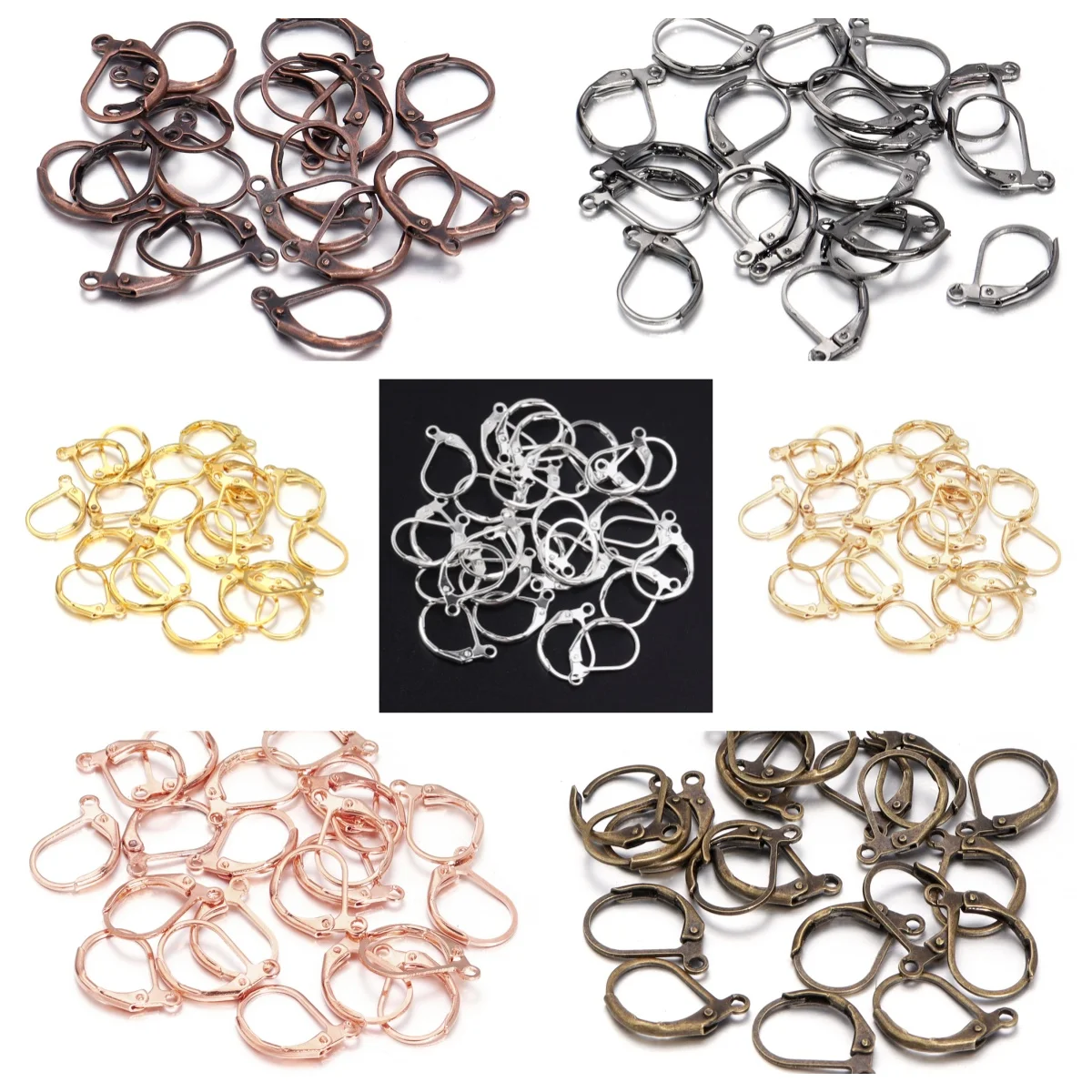 50pcs/lot Hypoallergenic Earring Hooks French Lever back Earwire Iron Alloy Earrings Clasp for Jewelry Making Findings