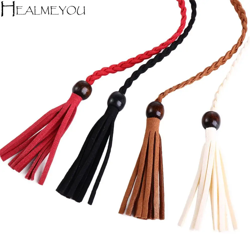 

Simple Personality All-match Wooden Bead DIY Thin Belts Women Waist Chain Braided Tassel Belt Waist Rope Ethnic Style Belts