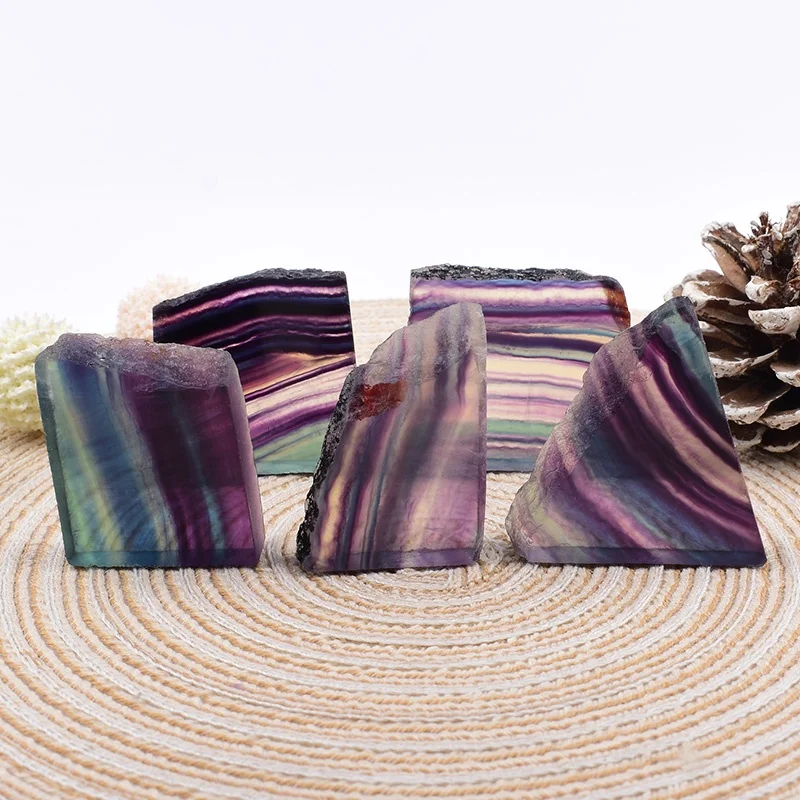 1PC Natural Crystals Colored Fluorite Irregular Plate Reiki Mineral Specimen Energy Healing Stone Home Decoration DIY Gift